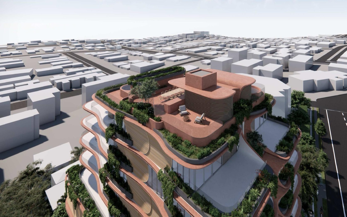 Rooftop terrace and city outlook